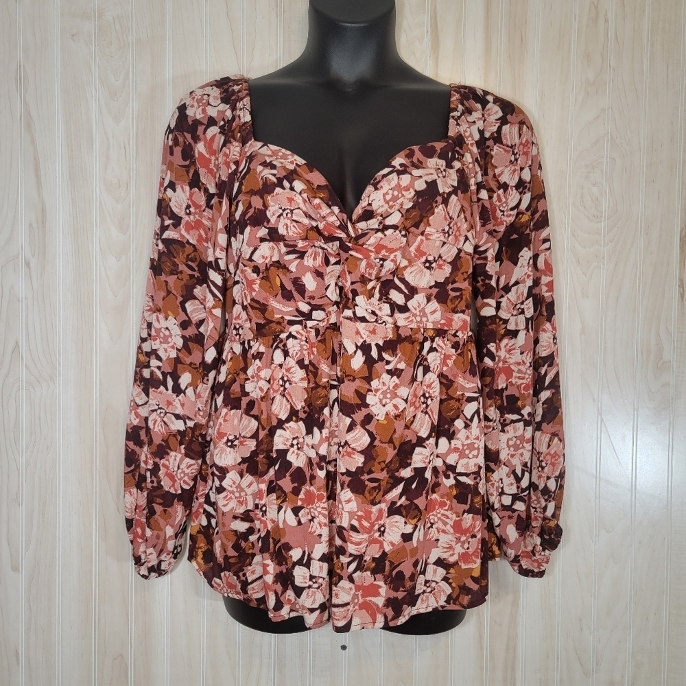 Gilli Floral Blouse in Pink and Brown